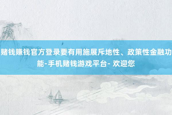 赌钱赚钱官方登录要有用施展斥地性、政策性金融功能-手机赌钱游戏平台- 欢迎您